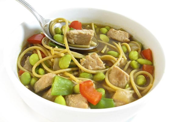Asian Pork and Edamame Noodle Soup