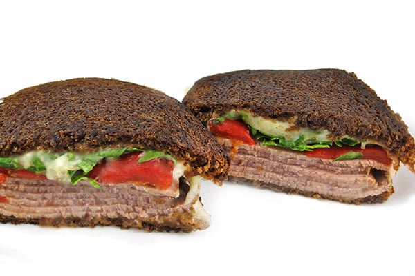 A Delectable Gourmet Grilled Roast Beef and Cheese Sandwich
