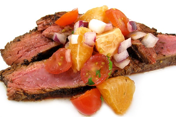 Skinny Sizzling Flank Steak with Citrus Salsa