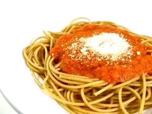 Spaghetii-with-fresh-roasted-tomato-sauce- photo 1 | Skinny Kitchen Simple, Summertime Fresh Roasted Marinara Sauce, You’ll Love