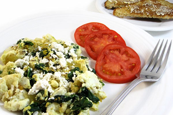 Low Calorie Egg White Scramble With Spinach and Onions