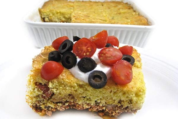 Skinny Taco-Style Cornbread Casserole (Tamale Pie)