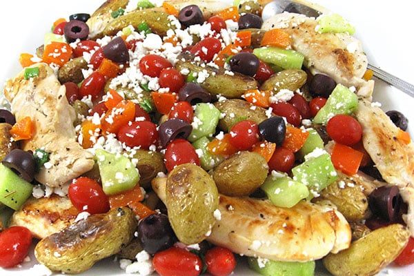 greek chicken | Skinny Kitchen Greek-Style Chicken and Roasted Potatoes, Low Calorie and Bursting with Flavor!