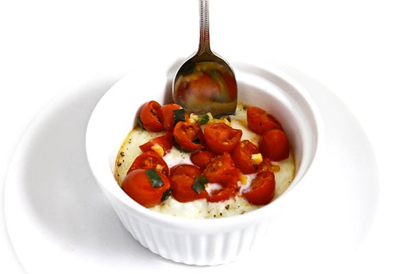 Low Carb, Baked Eggs and Tomato Topping