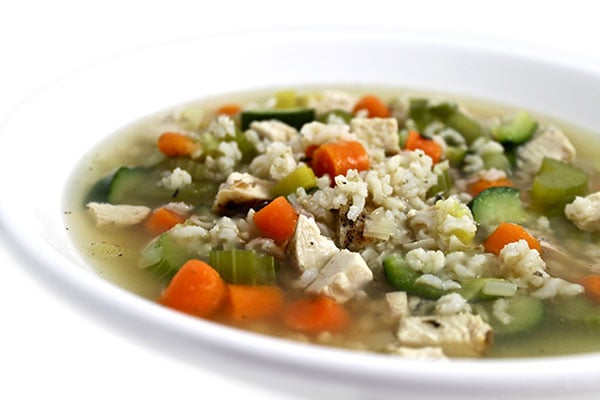 ﻿Chicken, Brown Rice and Vegetable Soup