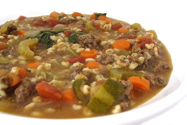 Skinny Beef, Vegetable and Barley Soup (Crock Pot or Stove Top)