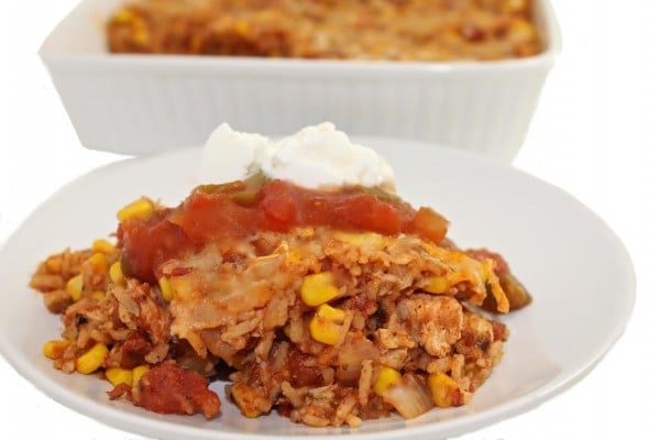 Skinny Mexican Chicken and Brown Rice Casserole