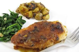 Glazed Chicken with spinach and potatoes