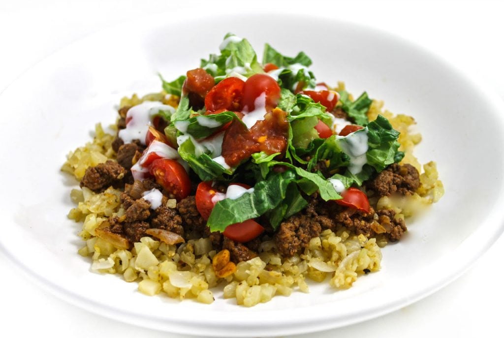 Skinny Taco Bowls with Cauliflower Rice