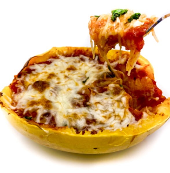 Skinny Spaghetti Squash Pizza Boats