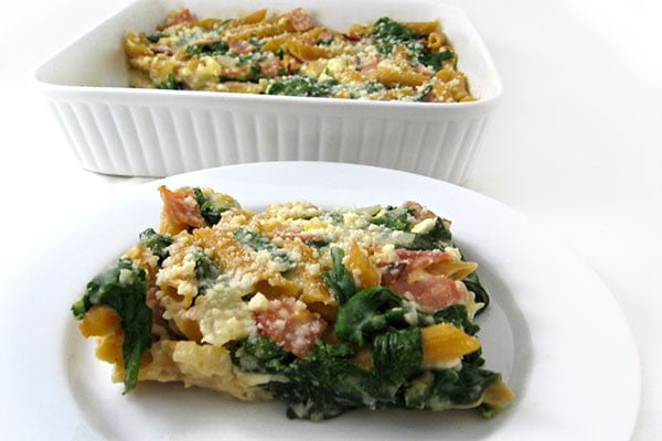 ham-casserole | Skinny Kitchen Skinny Ham, Spinach & Cheese Pasta Casserole
