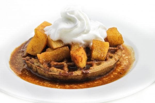 Apple Pie Topped Breakfast Waffles Made Healthy