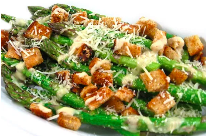 CAESAR ASPARAGUS, LOW CALORIE, BIG ON DELICIOUSNESS | Skinny Kitchen Caesar Asparagus, Low Calorie, Big on Deliciousness