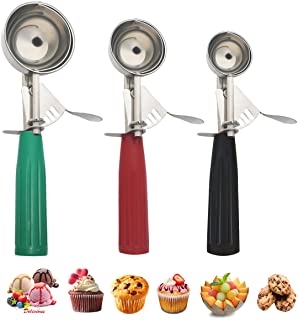 Cookie Scoop Set, Ice Cream Scoop Set, Multiple Size Large-Medium-Small Size Disher, Professional 18/8 Stainless Steel Cupcake Scoop