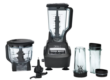 Ninja BL770 Mega Kitchen System, 1500W, 4 Functions for Smoothies, Processing, Dough, Drinks & More, with 72-oz. Blender Pitcher, 64-oz. Processor Bowl, (2) 16-oz. To-Go Cups & (2) Lids, Black
