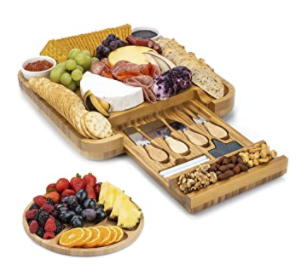 SMIRLY Cheese Board and Knife Set – Charcuterie Board Set, Bamboo Cheese Board Set – Wine, Meat, Cheese Platter – Housewarming Gift for Women, Wedding & Anniversary Gift for Couple, Bridal Shower Gift