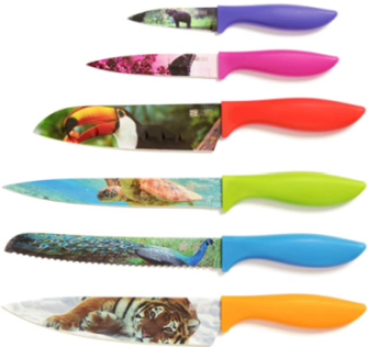 Wildlife Kitchen Knife Set in Gift Box – Cool Gifts for Animal Lovers – 6-Piece Colorful Chefs Knives Set – Unique Gift Idea for Home, Wedding Gifts for Couple, Housewarming Gifts for Hostess
