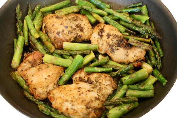Skillet Garlic Herbed Chicken and Asparagus (Low Carb)