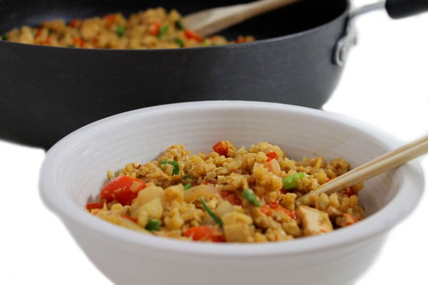 Skinny Thai Chicken, Peanut and Cauliflower Rice Stir-Fry
