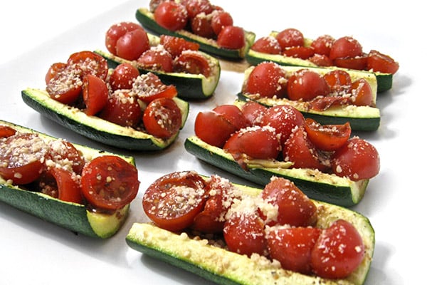Low Carb, Gluten Free Zucchini Bruschetta
