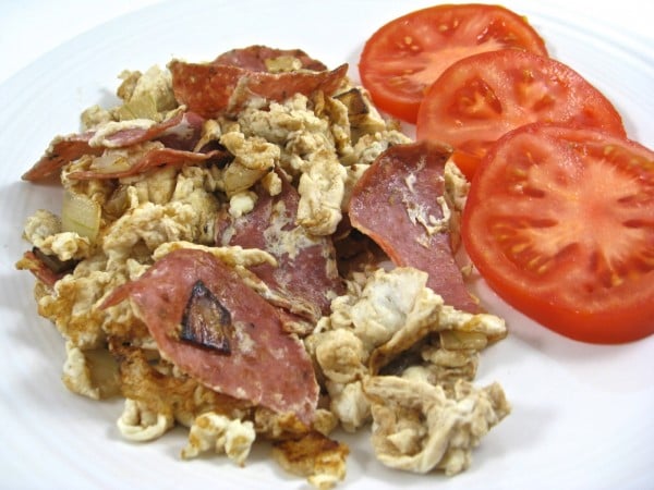 Lite Salami and Egg White Scramble